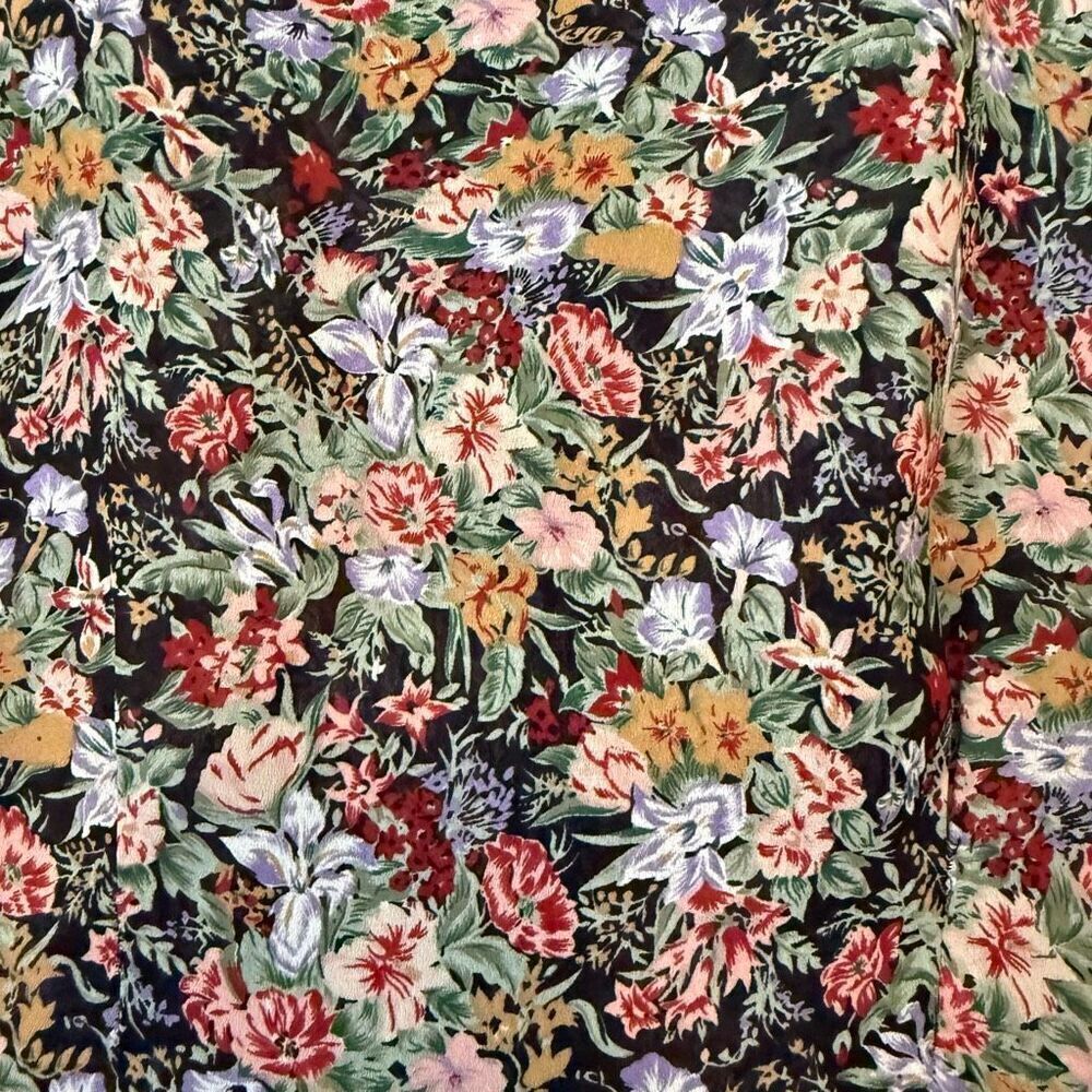 Vintage Try 1 Black Floral Ruffled Cropped Blouse Sz S Y2K, Feminine - Picture 5 of 12